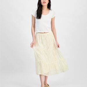 Self Esteem Juniors' Lace Tiered Pull-On Midi Skirt